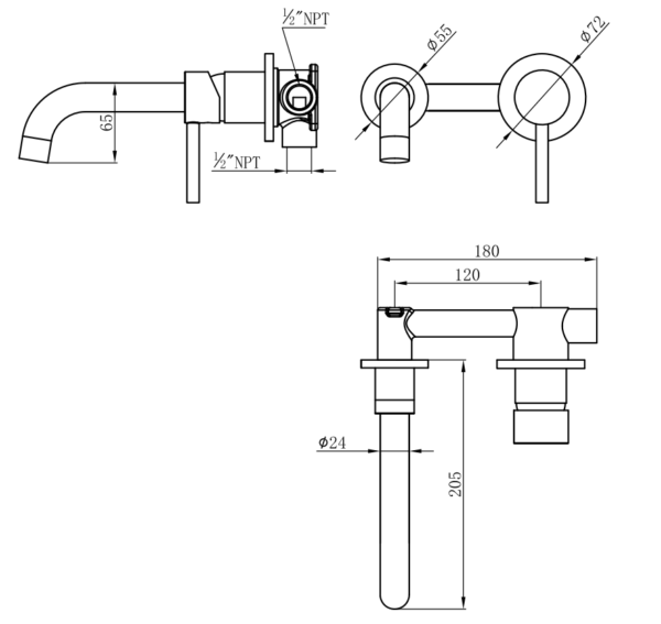 Modern wall-mounted basin mixer faucets Specification