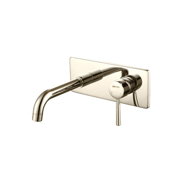 Modern wall-mounted basin mixer faucets featuring NPT threads brush gold