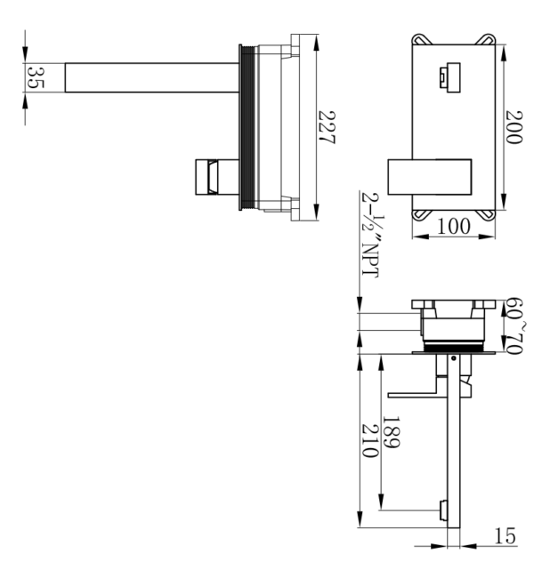 Wall-mounted shower mixer with concealed box and NPT thread specification