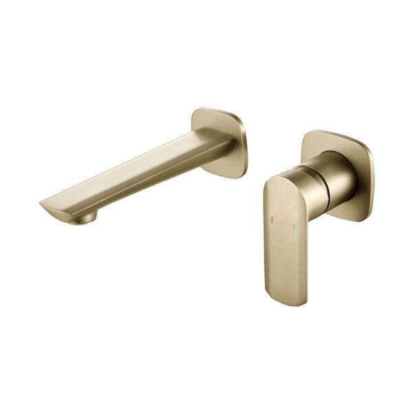 brush gold modern wall mounted basin mixer with NPT thread
