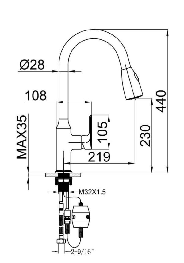 High-Arc Pull-Out Kitchen Faucet specification