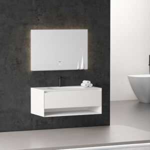 Vanity with Sleek Storage & LED Mirror